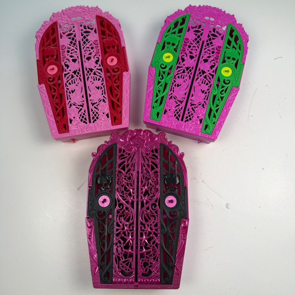 Mattel Monster High Skulltimate Secrets Coffin Locker Lot 3pc Pink Green Purple
